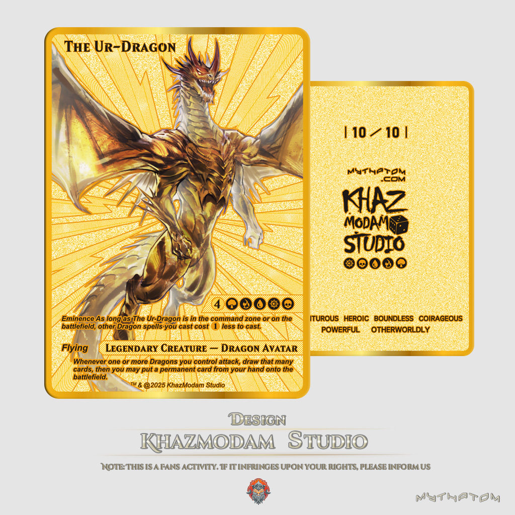 万智牌MTG太初龙(The Ur-Dragon)指挥官EDH自制锌合金代卡代牌图片
