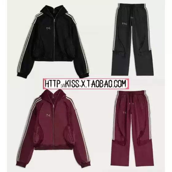 2026 Korean Trendy New Style Thug Club Collaboration Detachable Sleeve Washed Vintage Sports Jacket and Pants Set