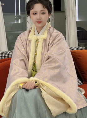 泊月2024秋兔毛方领汉服披袄