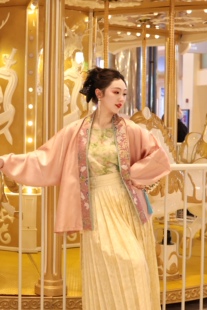 【现货】泊月原创新品夏春季新款仿花罗暗纹飞机袖汉服公卿联名款