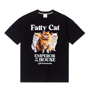 【官方授权】QT8 GARMENTS 韩版简约纯棉打底短袖宽松印花T恤