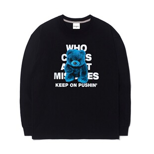 【官方授权】QT8 GARMENTS 春秋新款韩版长袖宽松印花圆领卫衣