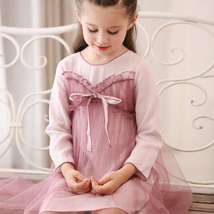 19春annica story艾尼卡棉麻纱纱连衣裙女童公主裙长袖裙an60226