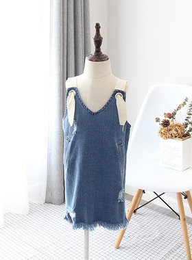 19春夏annica story艾尼卡休闲牛仔背带裙女童背带裙an31270