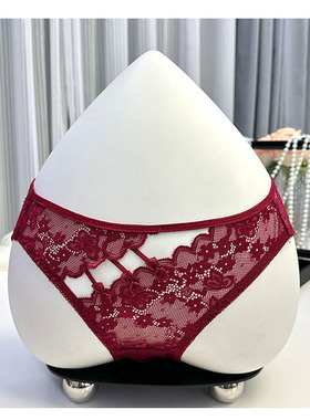 高端蕾丝内裤女性感纯欲风轻奢甜辣情调镂空女士三角裤棉裆透气薄