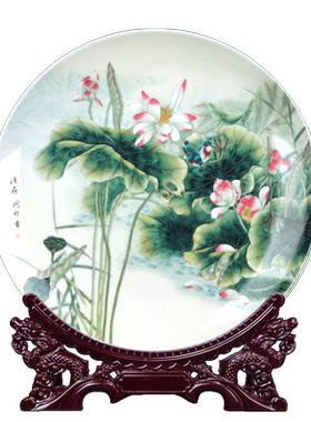 陶瓷新中式风客厅玄关酒柜装饰盘