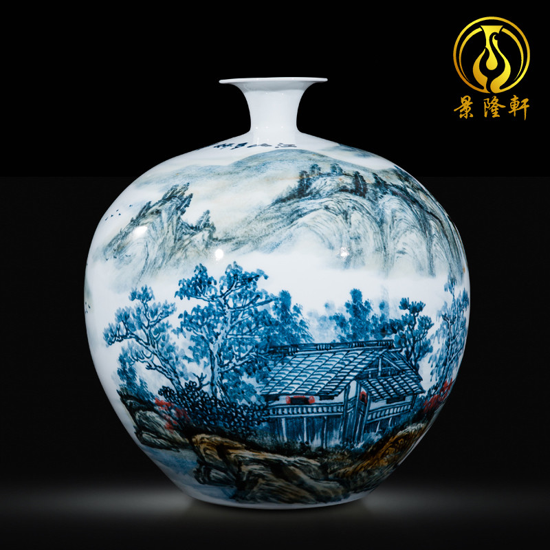景德镇陶瓷新中式半手绘江山多娇大号花瓶家居装饰酒店别墅摆件