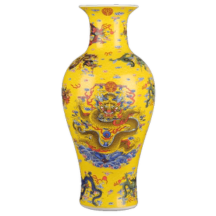 景德镇陶瓷器夜光九龙鱼尾瓶新中式家居装饰品客厅博古架仿古摆件