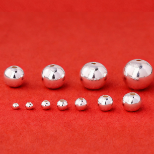 3-DIY定制假一赔三999足银散珠光面圆银珠按克纯银配件编绳手串