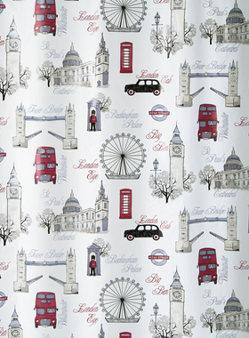 SPIRELLA/丝普瑞PEVA塑料浴室浴帘卫生间洗澡防水隔断帘子