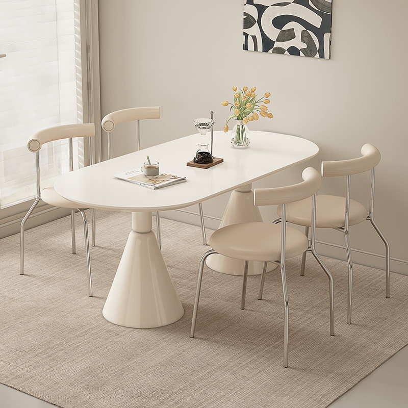 法式奶油风岩板餐桌2024年新款现代简约餐桌椅组合小户型家用饭桌,住宅家具,岩板餐桌,淘宝优惠券,粉丝福利购,淘宝优惠卷