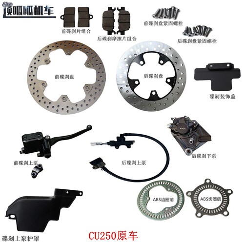 无极CU250前后碟刹盘刹车片ABS齿圈隆鑫LX250-22 LX250-23刹车泵