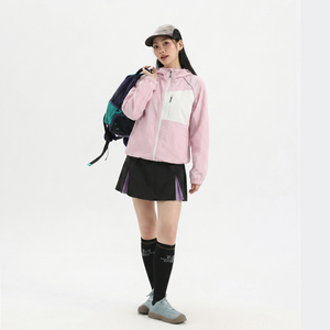 时尚户外拼接设计感连帽撞色防晒服女2026夏季新款运动轻薄外套潮