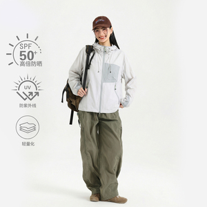 户外轻薄透气宽松防紫外线夏季运动风防晒服男女小众设计感外套潮