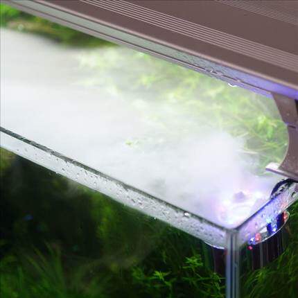 松宝雾化器假山水陆雨淋鱼缸水草造景装饰超声波12彩灯加湿喷雾器