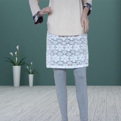 春季大码裤装蕾丝打底裤裙假两件