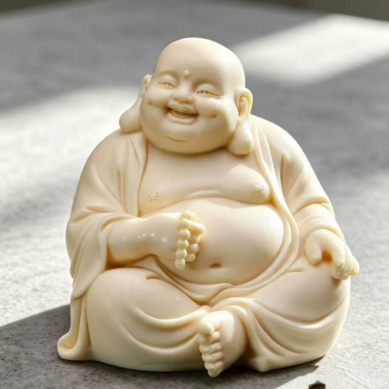 象牙果雕刻提珠大肚弥勒佛笑佛客茶室厅桌面玄关工艺品装饰摆件