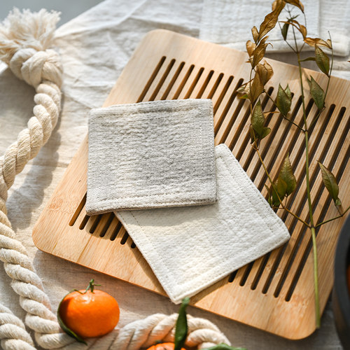 本原加厚亚麻杯垫 天然面料麻感双层锁边设计祛湿防霉茶水10cm垫