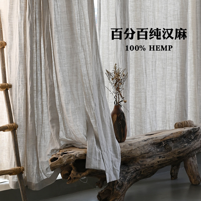 汉麻来纯正100%窗帘日式民宿图片