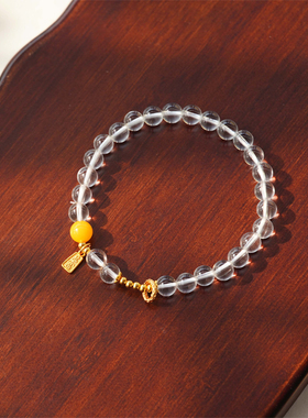 【月华流珠】A+白水晶蜜蜡手串