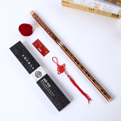 竹笛 成人初学零基础 bamboo flute  透明扎线单插白铜二节横笛子