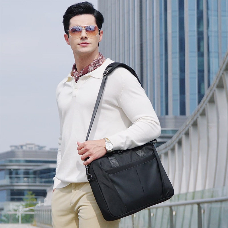 跨境新款男士公文包高级感商务通勤单肩斜挎双拉链15寸电脑手提包,箱包皮具/热销女包/男包,手提箱,淘宝优惠券,粉丝福利购,淘宝优惠卷