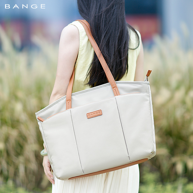 BANGE新品女士托特包休闲大容量收纳包通勤数码笔记本电脑包15.6