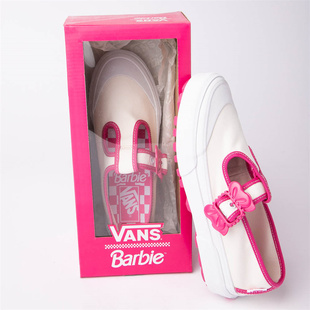 芭比粉玫红色蝴蝶结公主鞋 VANS BARBIE联名款 女子运动休闲板鞋