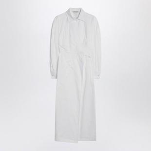 領(lǐng)長袖 系帶設(shè)計(jì) 襯衫 MaxMara白色連衣裙棉麻修身