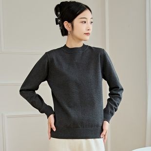 东润莲品牌长绒棉针织衫 全棉线衣简约通勤纯棉毛衣打底 春秋冬女式