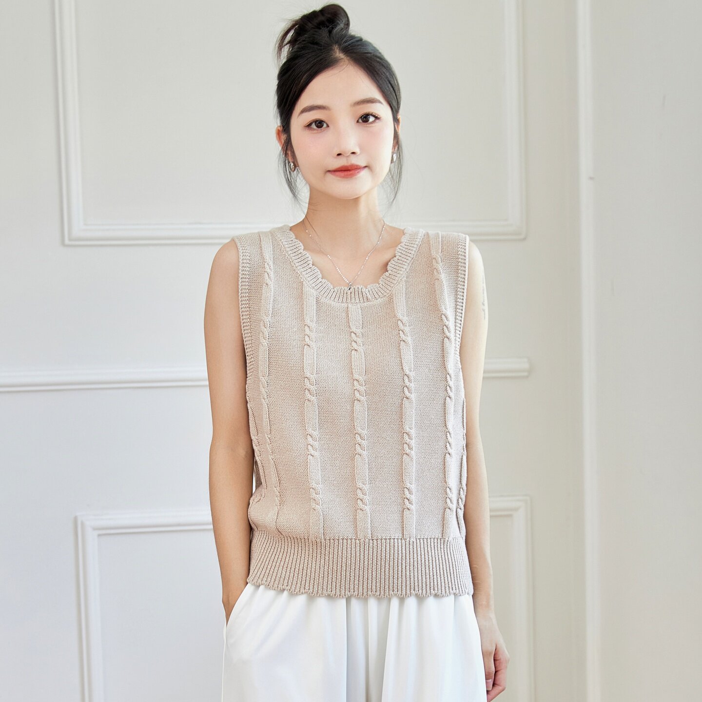 东润莲原创 全棉针织背心春秋外穿 女圆领套头短款纯棉毛衣冬内搭,女装/女士精品,毛衣,淘宝优惠券,粉丝福利购,淘宝优惠卷