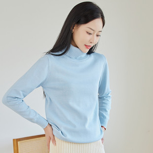 打底衫 高领套头长袖 简约通勤 女式 东润莲品牌纯棉毛衣长绒棉针织衫