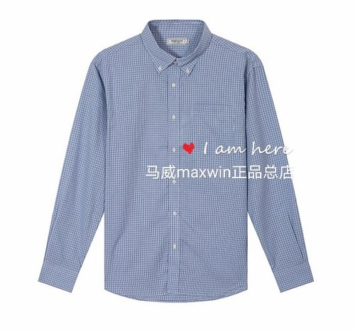 马威男梭织衬衫 衬衣 纯棉衬衫 衬衣 长袖衬衫 格子衬衫