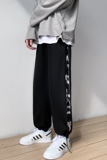 204-K23-P45拼接拉链直筒长裤复古宽松情侣休闲抽绳运动裤，男装休闲裤，星座204
