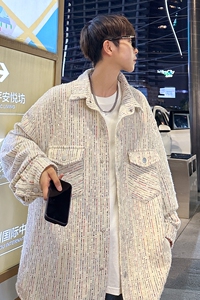 204-jk55-P95美式复古高街小香风外套男春秋款潮牌高级感小众夹克图片