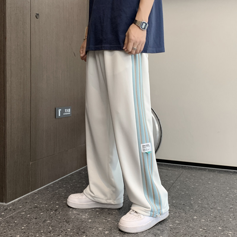 204-K29-P45抽绳束脚卫裤男士运动长裤子ins休闲韩版潮流条纹,男装休闲裤,星座204
