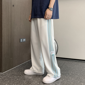 204-K29-P45抽绳束脚卫裤男士运动 长裤子ins休闲韩版潮流条纹图片