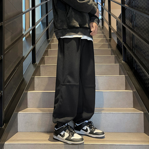 204-K252-P55秋冬季华夫格束脚卫裤男宽松休闲男士加肥加大码运动图片