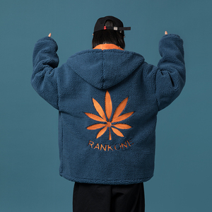 204-MY2081蓝墙中性大刺绣冬季棉服羊羔毛外套女羊羔绒棉衣图片