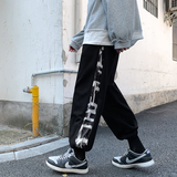 204-K23-P45拼接拉链直筒长裤复古宽松情侣休闲抽绳运动裤，男装休闲裤，星座204