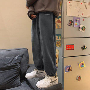 204-K27-P45松紧 卫裤摇粒绒束脚棉裤男宽松BF街舞运动裤松紧卫裤图片