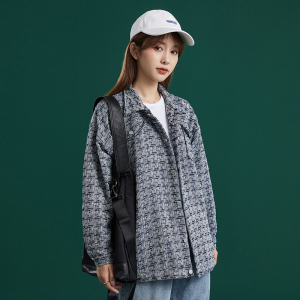 204-JK51-P55中性蓝墙 秋季百搭宽松中长款休闲女长袖外套上衣潮图片