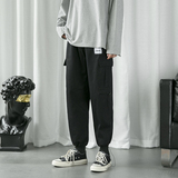 204-K13-P45短句抽绳工装裤男潮牌宽松束脚裤子夏季薄款ins束脚，男装休闲裤，星座204