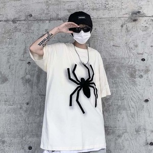 蜘蛛精穿搭欧美街头潮牌T恤男美式复古重磅纯棉短袖oversize半袖图片