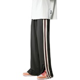 204-K37-P45欧美嘻哈Kanye织带拼接运动长裤宽松直筒男女休闲裤，男装休闲裤，星座204