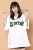 204-T62-P30中性蓝墙美式毛巾刺绣短袖T恤女生ins圆领假两件半袖，女装T恤，星座204