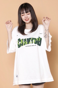 204-T62-P30 中性蓝墙美式毛巾刺绣短袖T恤女生ins圆领假两件半袖图片