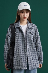 204-JK51-P55中性蓝墙 秋季百搭宽松中长款休闲女长袖外套上衣潮图片
