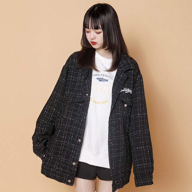 204-JK67-P45中性蓝墙小香风薄款外套女潮ins原宿港风春季高级，女装短外套，星座204