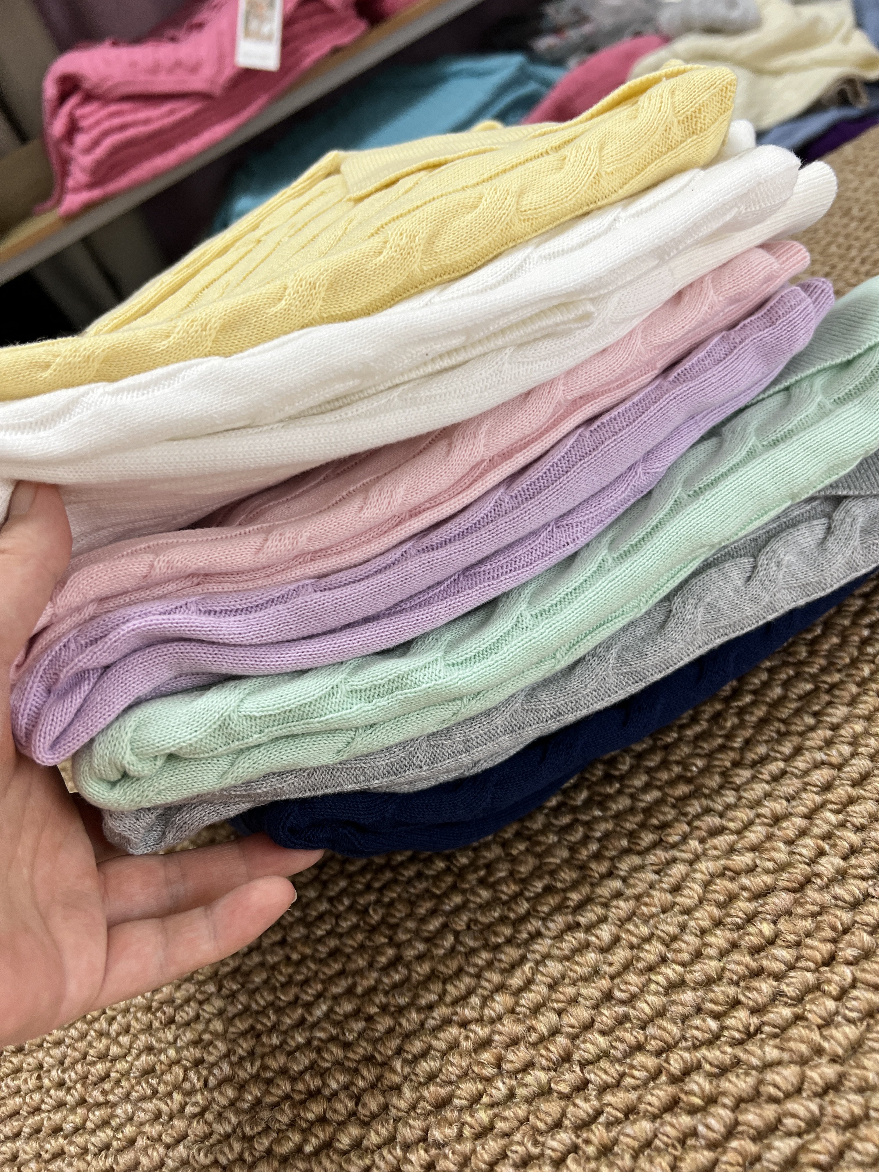 Polo翻领【纯棉线麻花夏季圆领短袖T】女装针织衫